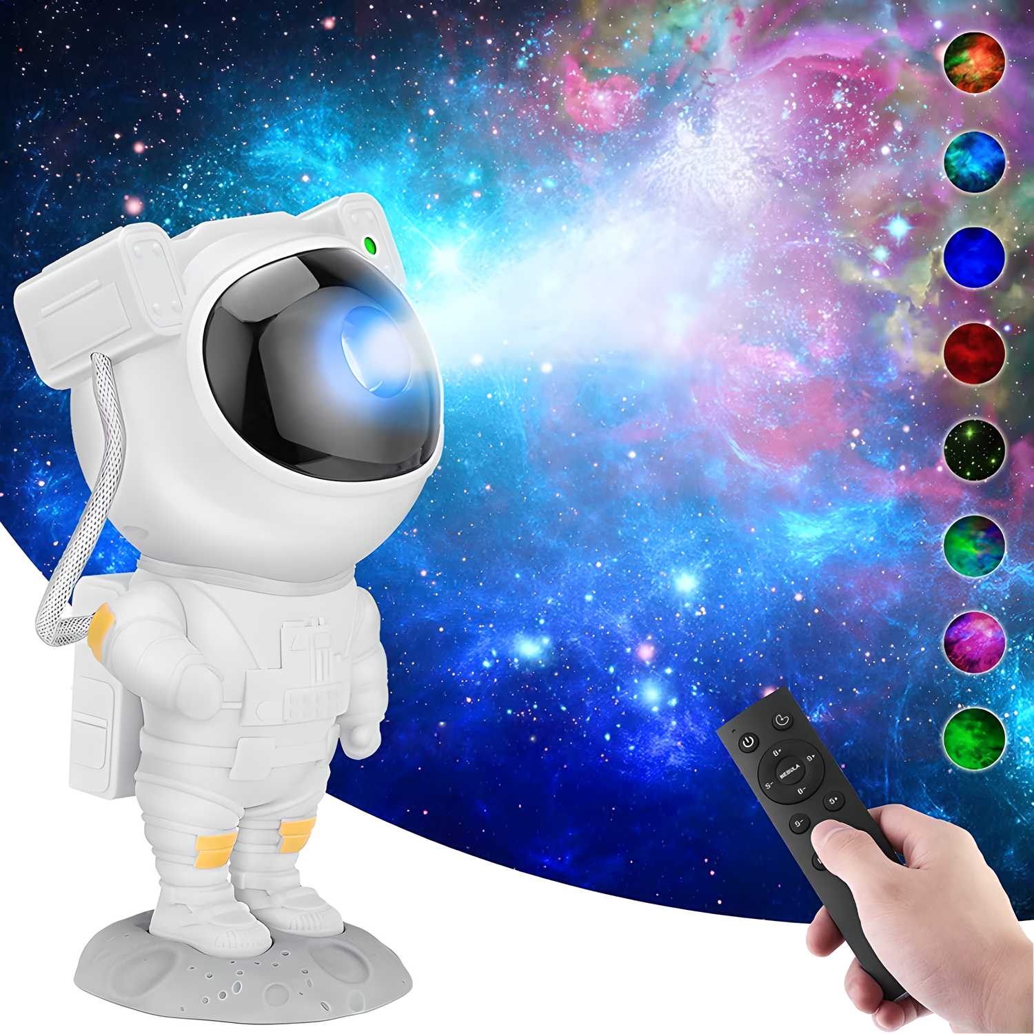 🌌 Astronaut Galaxy Projector – 360° Rotating Head with Remote Control